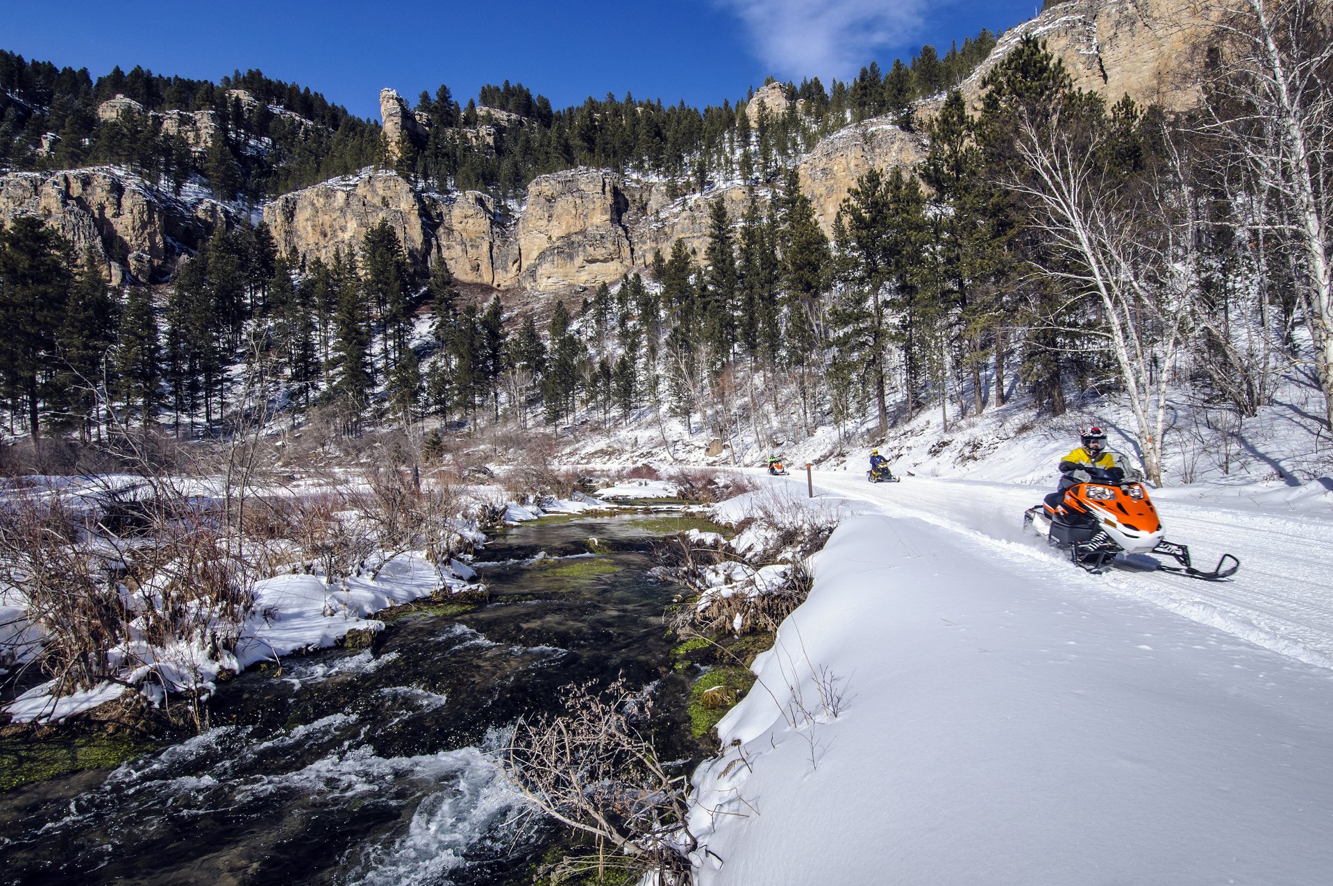 snowmobiling in the Hills South Dakota